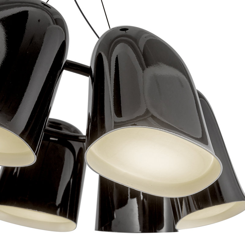 Bell 20-In Chandelier, Glossy Black, Black