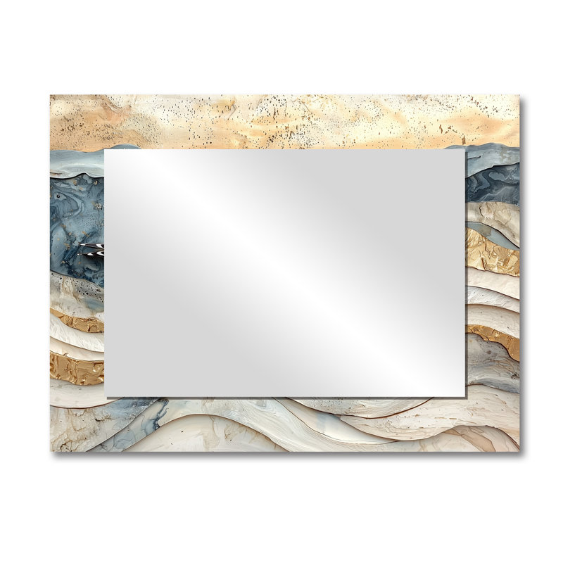 Mouette moderne en marbre sur la plage - miroir animaux pour décoration murale - imprimé sur métal, 30 po x 40 po