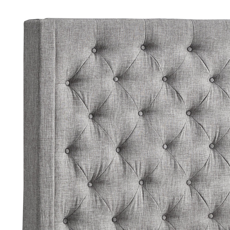 Tête de lit tapissier Kaster, Lin gris étain, Très grand
