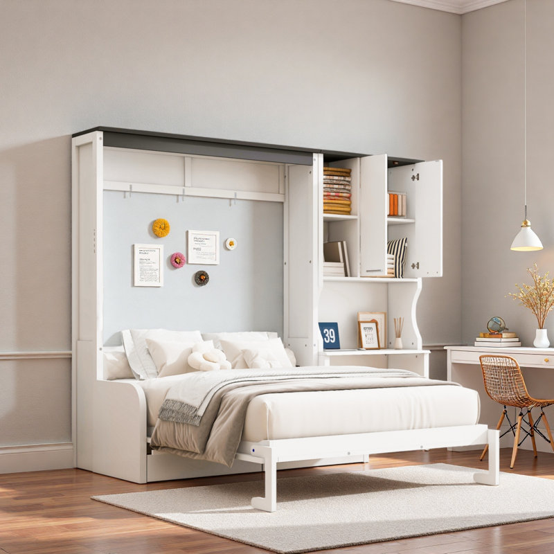 Lit escamotable avec canapé, bureau et armoire de rangement Murphy, Double 