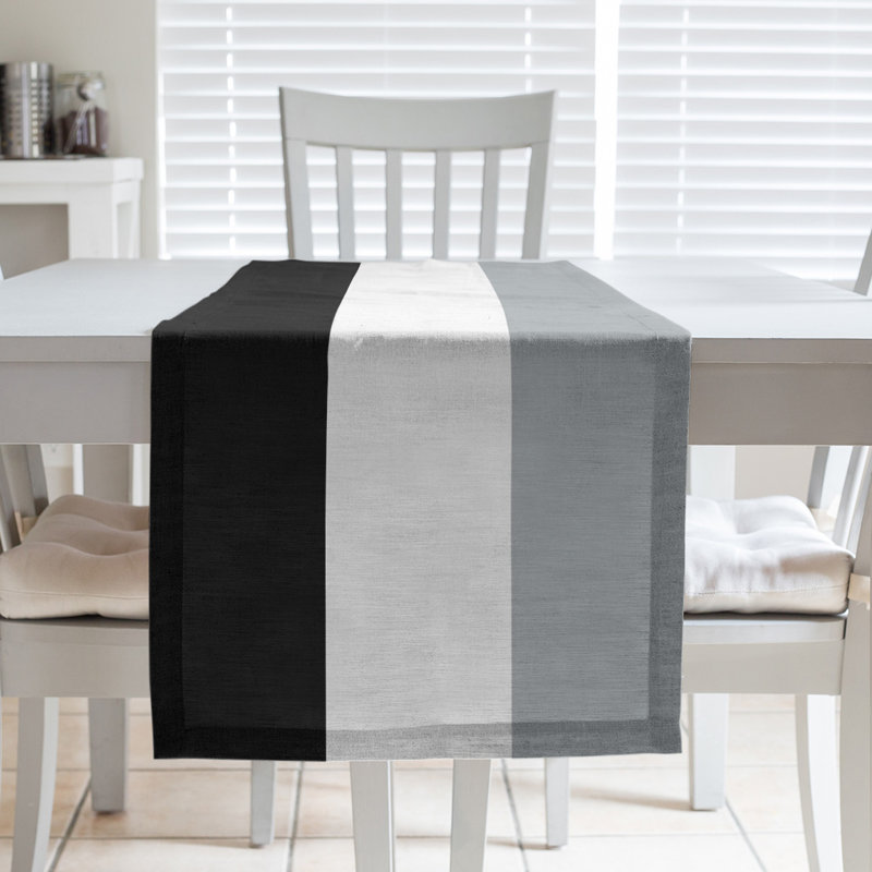 Las Vegas Football Stripes Table Runner, 72" L x 16" W, Silver/Black, Polyester
