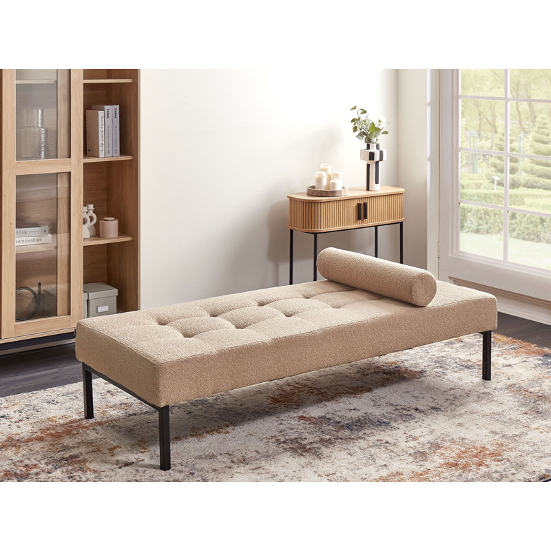 Shanel Upholstered Chaise Lounge, Beige Boucle