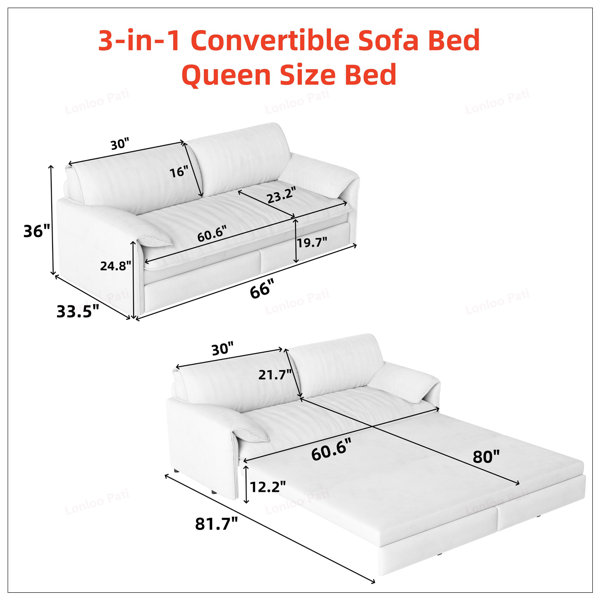 Latitude Run® Pull Out Sofa Bed, 3-In-1 Convertible Sleeper Sofa With ...