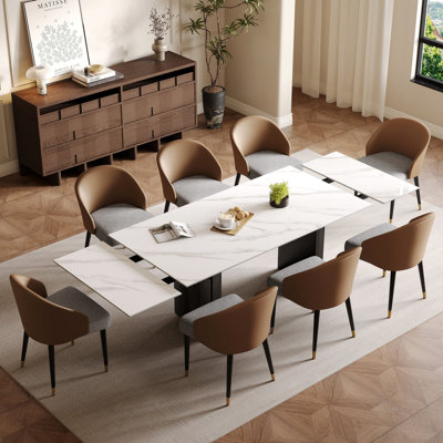 Andrik 9 - Piece Dining Set with 8 Dining Chairs for 8-10