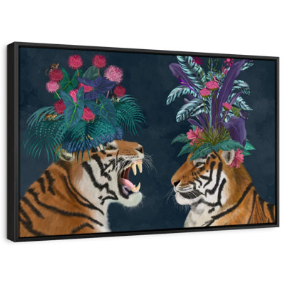 Hot House Tigers Pair Dark Canvas Print
