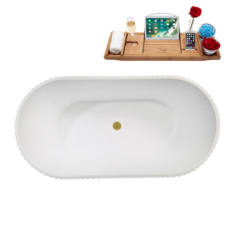 Baignoire autoportante 59 "avec drain interne Streamline, Brushed Gold