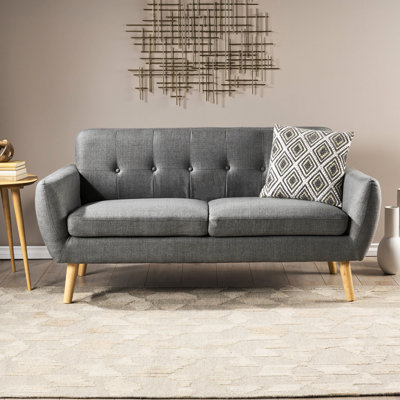 Élégant gris foncé, bouton - pour les petits salons et les foyers compacts en tissu, avec dossier élégant