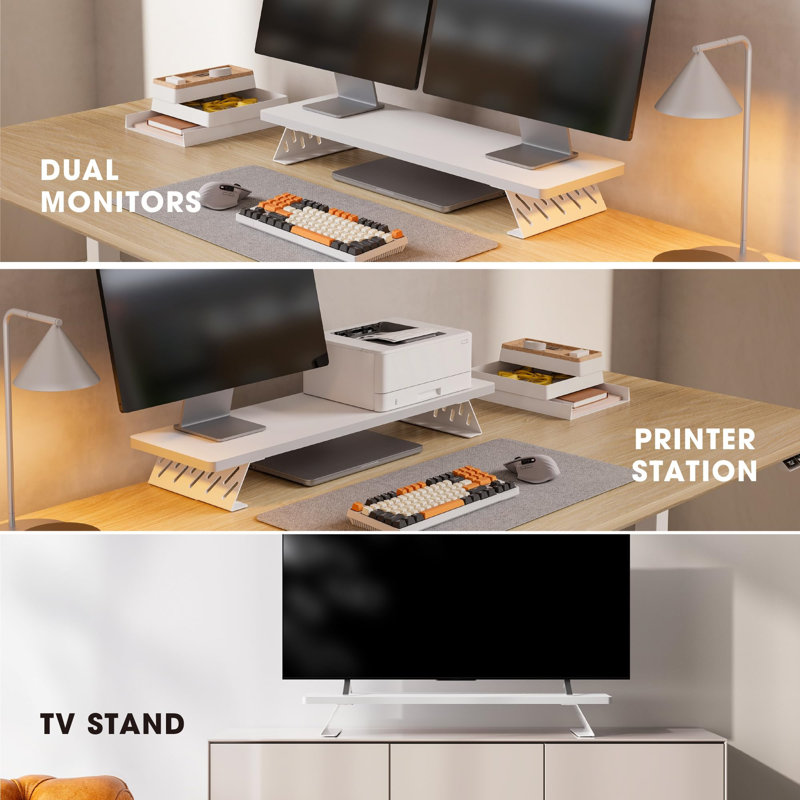 Manufactured Wood Monitor Stand, White