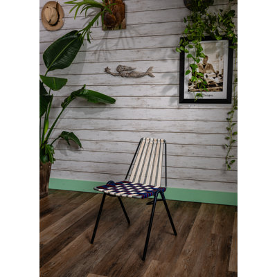 Chaise d'appoint en métal bleu / beige