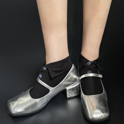 Decorative socks Shirt Collar Button Socks Trendy Lapel Shirt Collar Ankle Socks Button Turn Down Cuff Calf Socks Soft Socks