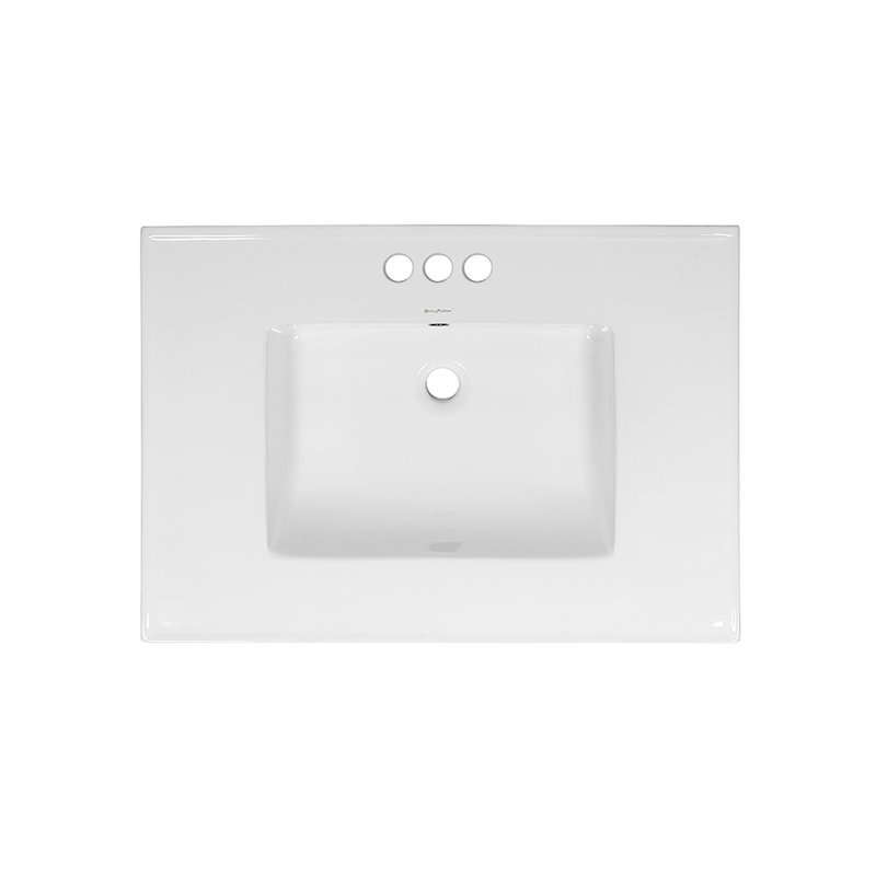 Lavabo de meuble-lavabo supérieur avec trou pour robinet de 31 po Voltaire, 4" Centres