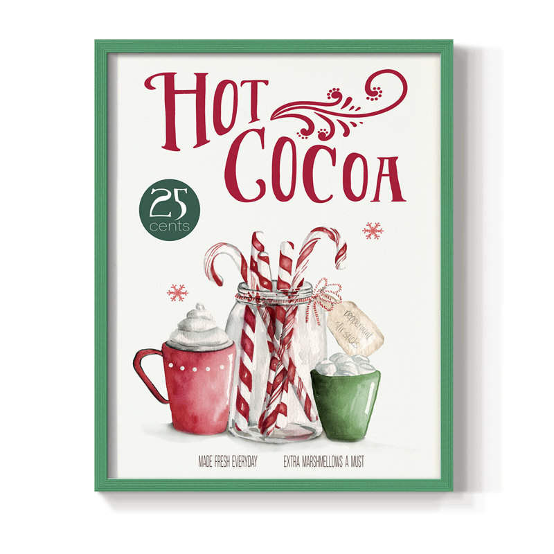 «Hot Cocoa», reproduction encadrée - bois massif, H 30 po x l 24 po, Vert