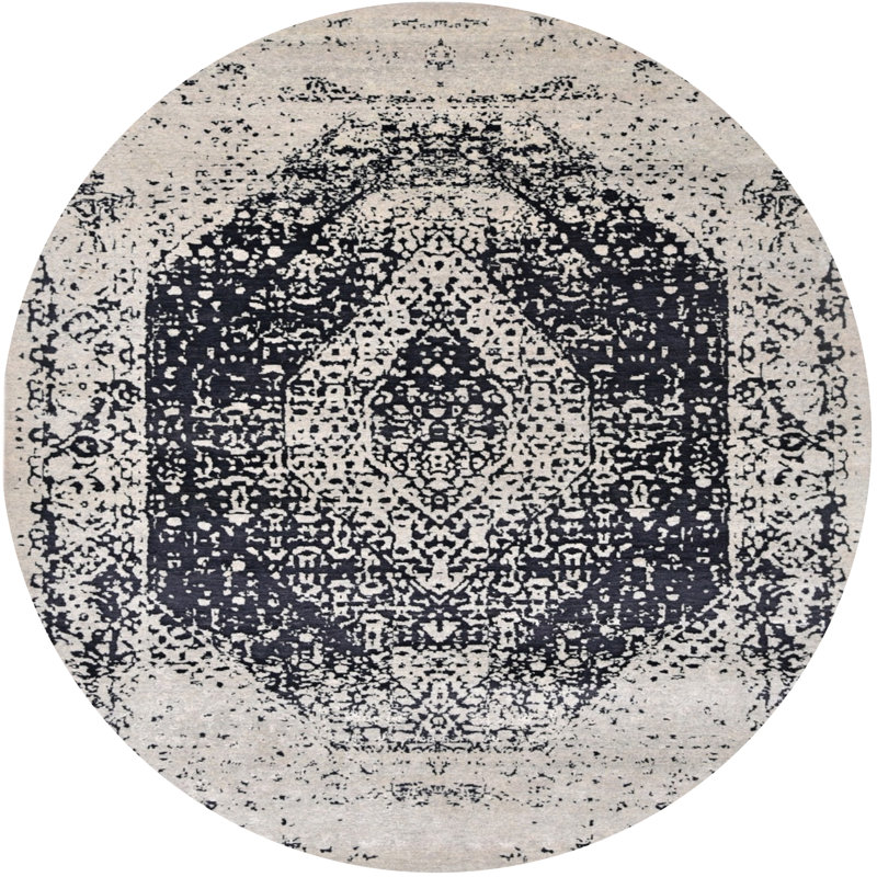 Tapis oriental ivoire / noir Hoyle, Rond 8 pi