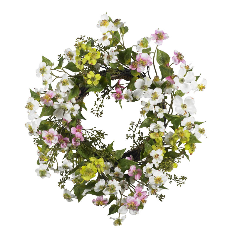 Faux Dogwood Plastic 20'' Wreath