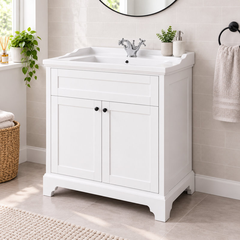 Croft 810mm Single Bathroom Vanity with Basin, White