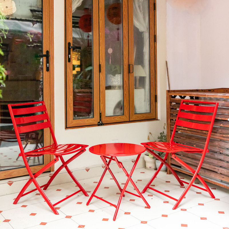 Ensemble de conversation extérieur rouge 3 pièces, Rouge