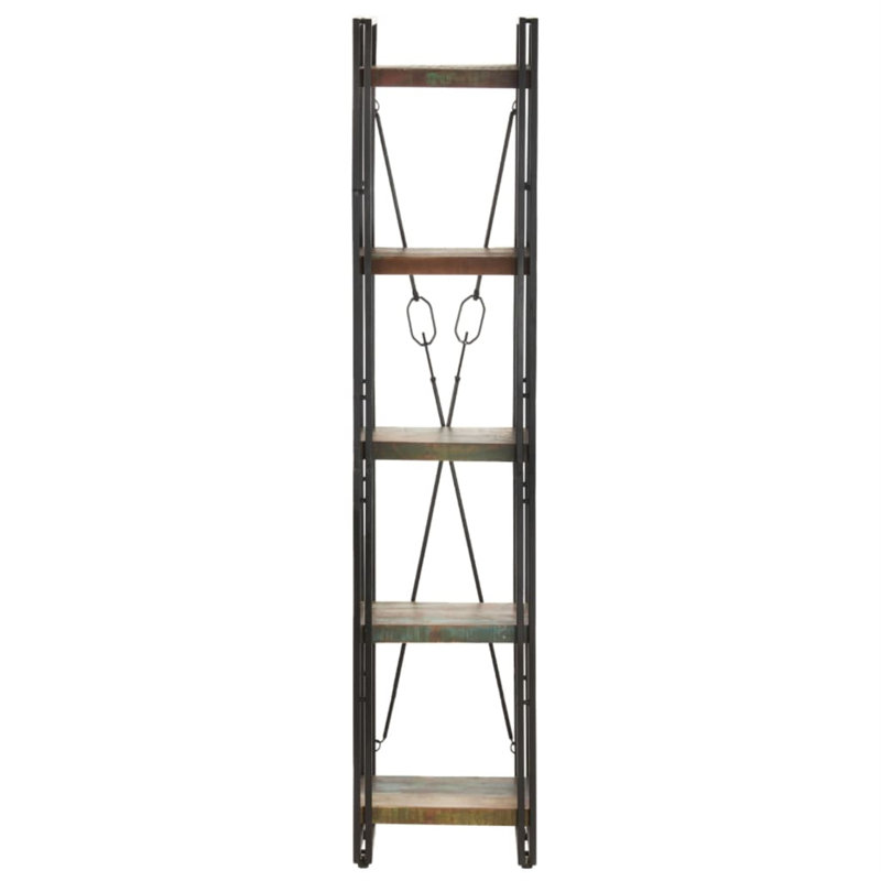 Bookcase Solid Mango Wood, Black, (5 Shelves) 70.9" H x 15.7" W x 11.8" D