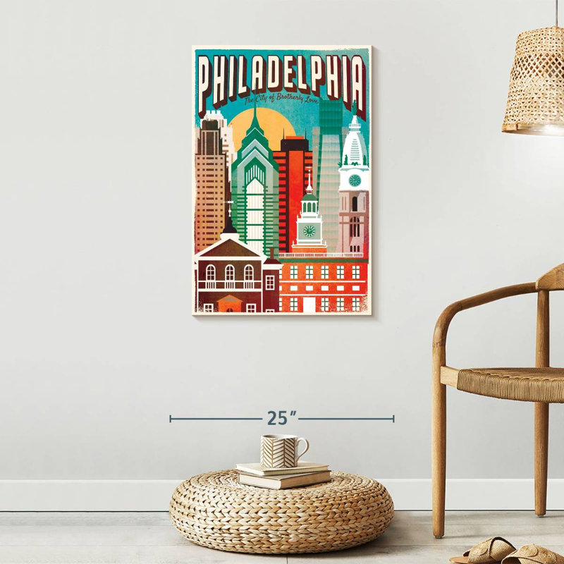 «Philadelphia Brotherly Love» sur impression sur toile, H 30 po x l 20 po x P 1,25 po