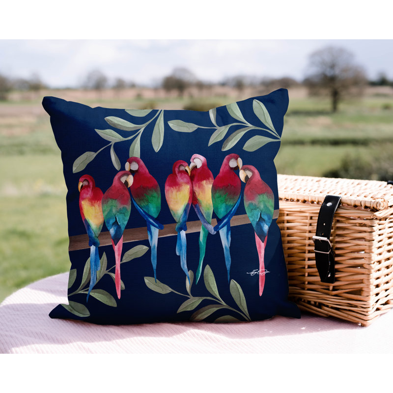 Housse et insert de coussin carré extérieur Sky Flocked Together Birds, 20 po x 20 po, Bleu marine