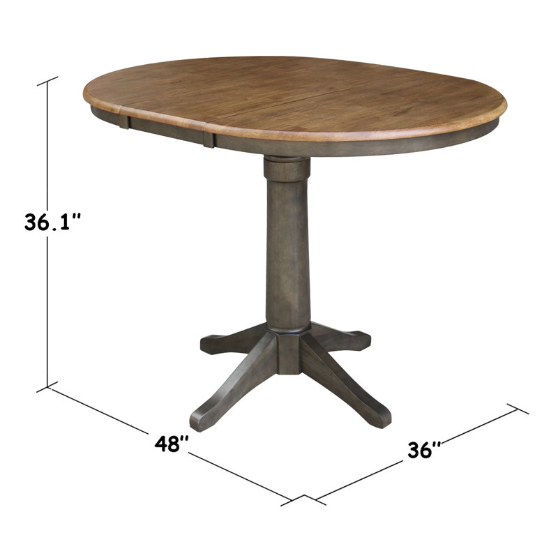 Ensemble de salle à manger extensible à hauteur de comptoir en bois massif Dibora, Cinq articles : 1 table, 4 chaises