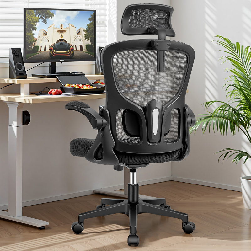 Ergonomic Breathable Mesh Office Chair with Adjustable Headrest and Lumber support, Black