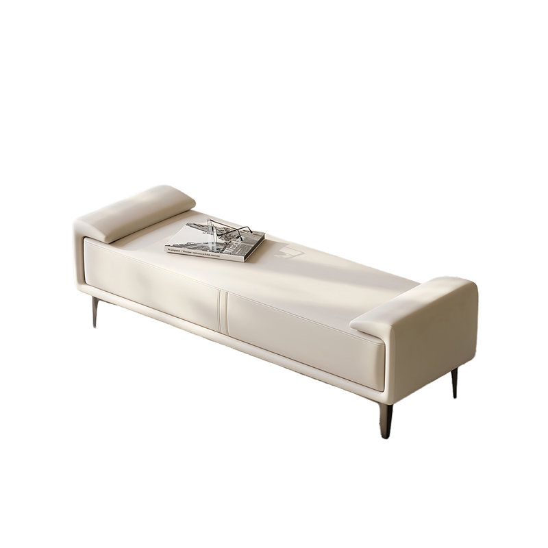 Banc rembourré en microfibre Ingerid, H 20,86 po x l 59,05 po x P 17,71 po, Blanc cassé