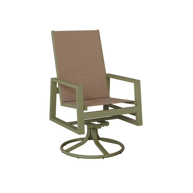 Chaise berçante pivotante à haut dossier en aluminium sauge taupe Berlin, Tweed taupe, Aluminium vert sauge