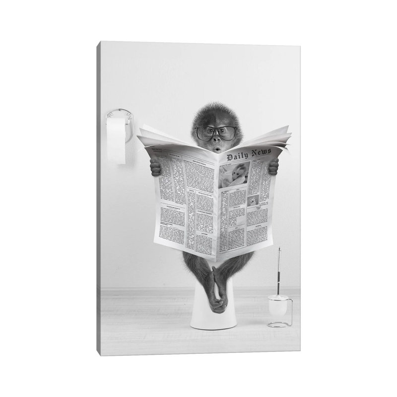 «Monkey On The toilettes lecture journal», reproduction d'art mural
