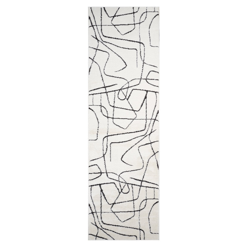 Tapis ivoire tissé à la machine Cherle Moraccan, Tapis de couloir 2 pi 6 po x 10 pi