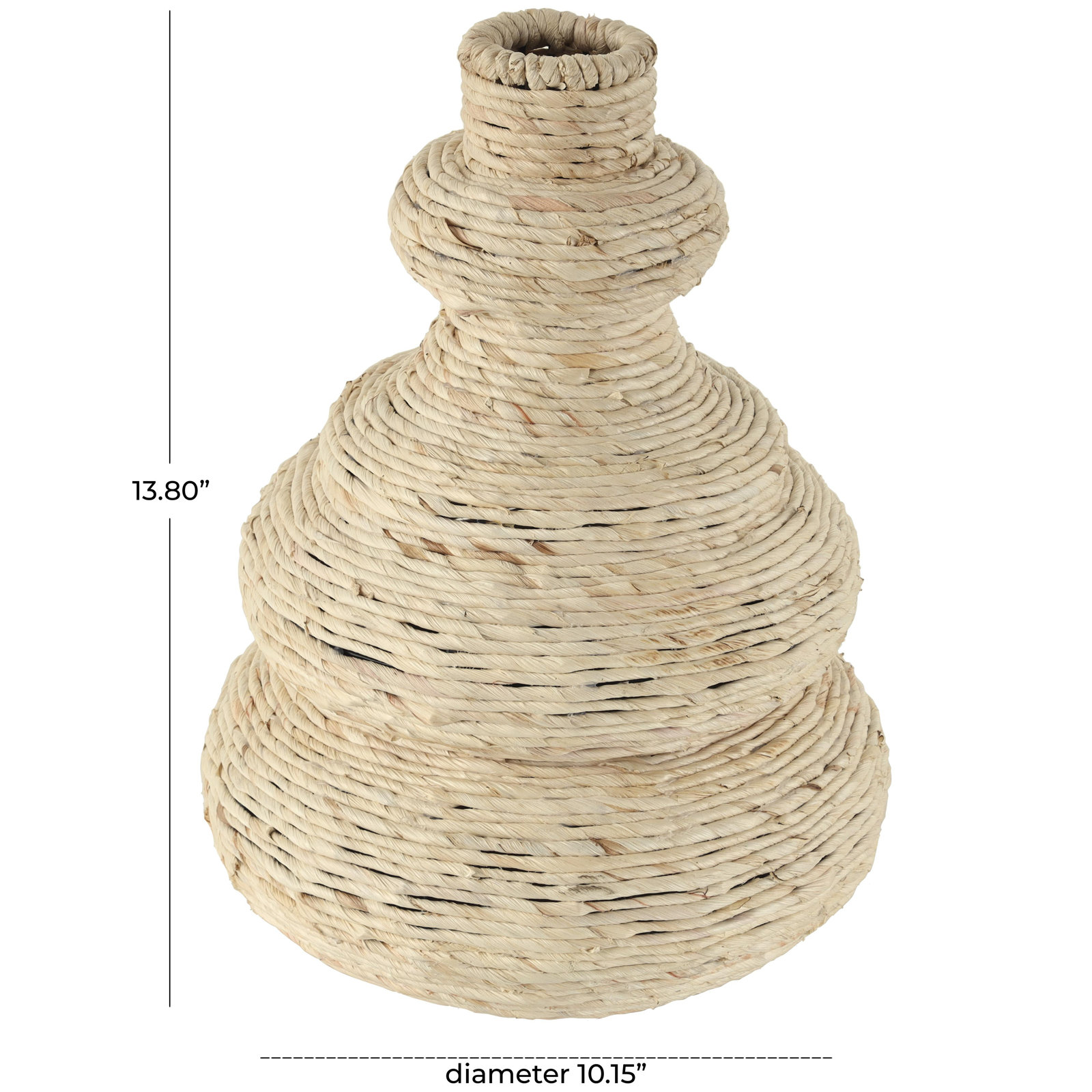 Seagrass Handmade Wrapped Decorative Vase with Abstract Bubble Shape, Beige