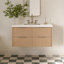 Ensemble de meuble-lavabo mural rectangulaire simple de 42 po avec comptoir à quartz blanc Carrara de 1,5 po Mulloy-1322017705-1322017719