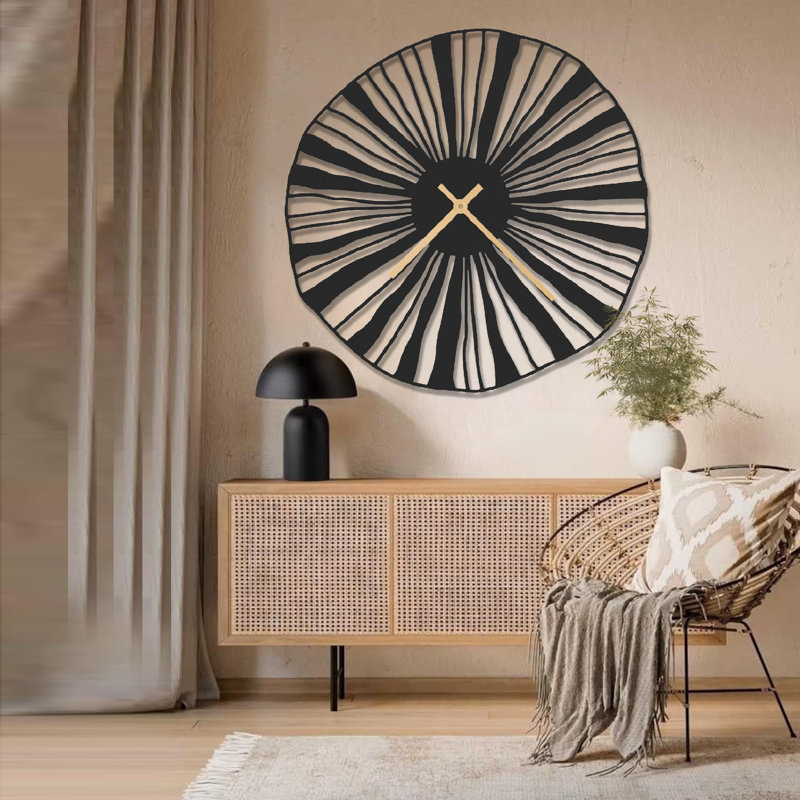 Metal Wall Clock, Black, 24" W x 24" H