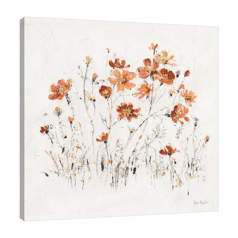 « wildflowers ii orange », reproduction de peinture à l’acrylique sur toile tendue, H 48 po x l 48 po x P 1,5 po