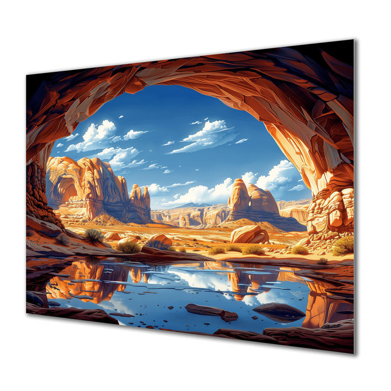 «Arches National Park Desert Caves Landscape II - Canyon», reproduction d'art, H 30 po x l 40 po x P 1,5 po, Métal métal