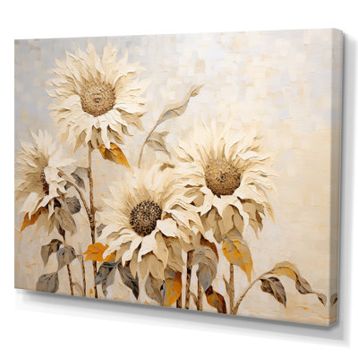 Vintage Sunflowers Florescence I - Sunflowers Framed Canvas Print