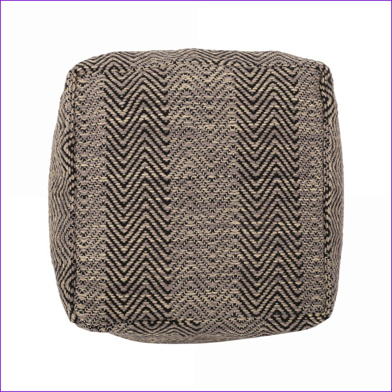 Pouf, Chevron Cotton Fabric, Walnut Brown/Tan Brown/Mustard Yellow, Fully Assembled for Living Room | Brown | Fabric
