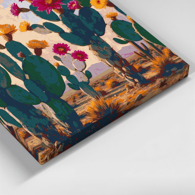 Art mural sur toile 125 "Southwestern Landscape Prickly Pear", H 12 po x l 12 po
