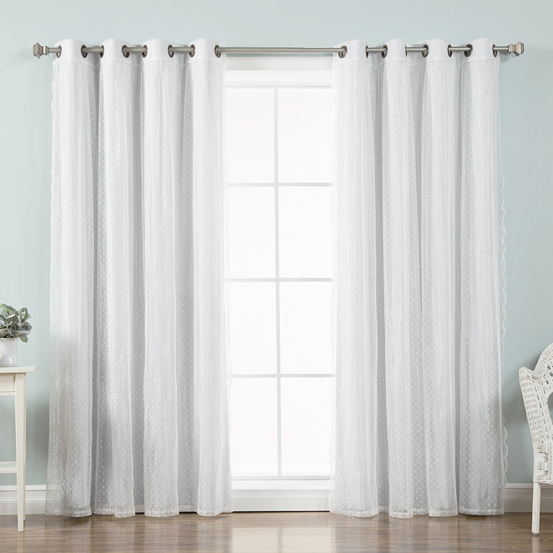 Tulle Polyester Room Darkening Curtain Panels, Vapor, 52" W x 96" L