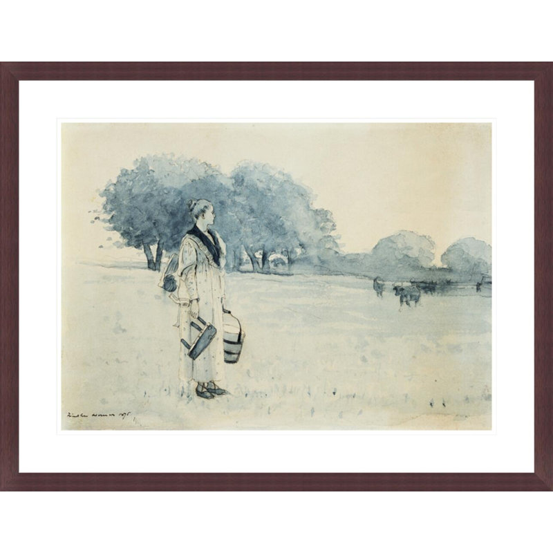 «Milkmaid» par Winslow Homer - impression giclée encadrée, H 22,94 po x l 29,5 po