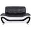 Ensemble de canapé de salon noir et blanc en similicuir 2 pièces avec coussins capitonnés et accoudoirs à plateau-coussin-199060519