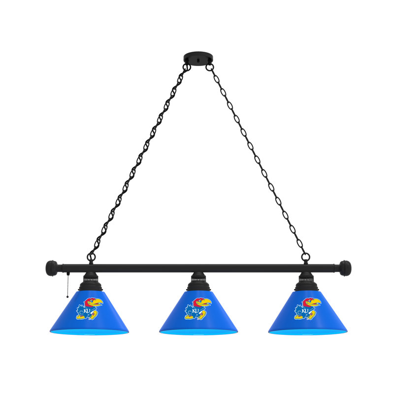 3 - Light Pool Table Lights Pendant, Black, Kansas Jayhawks