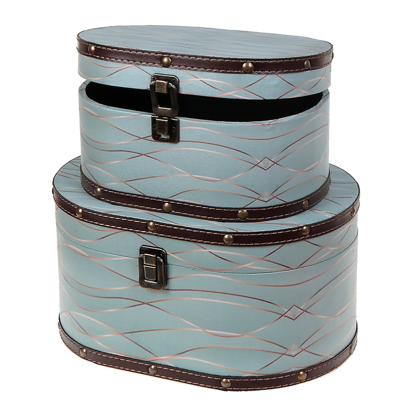 Ensemble de 2 boîtes décoratives ovales en tissu