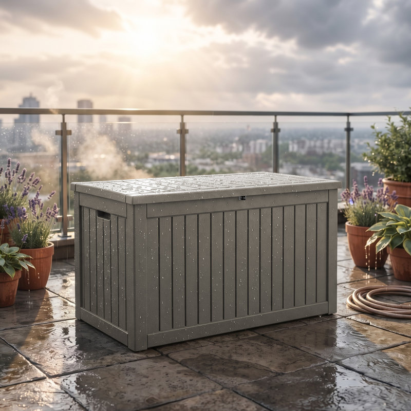 Boîte de rangement verrouillable en résine 300 gallons, Grey