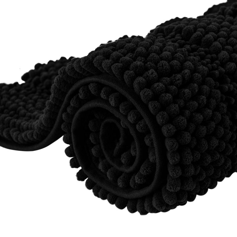 Tapis pour salle de bain en chenille douce Chenault, Noir, l 20 po x L 32 po