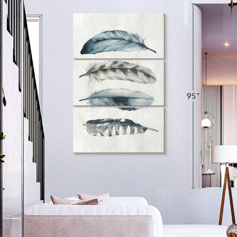 Brampt Indigo Feathers IV, 74" H x 48" W