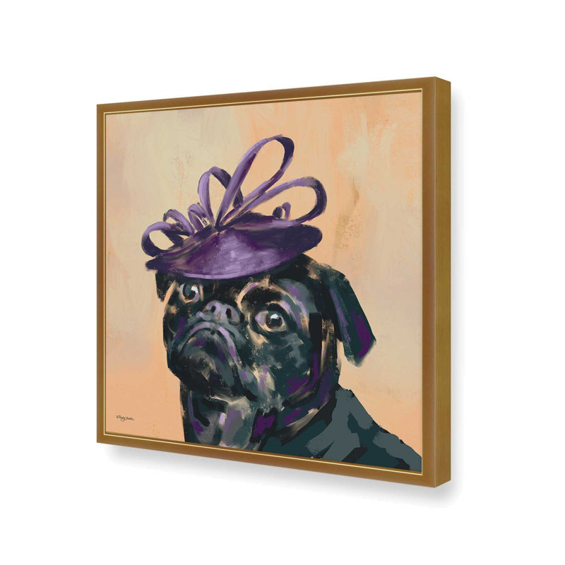 Posh Pug by Molly Mattin Art Print, 30 W x 30 H, Framed Print, Gold