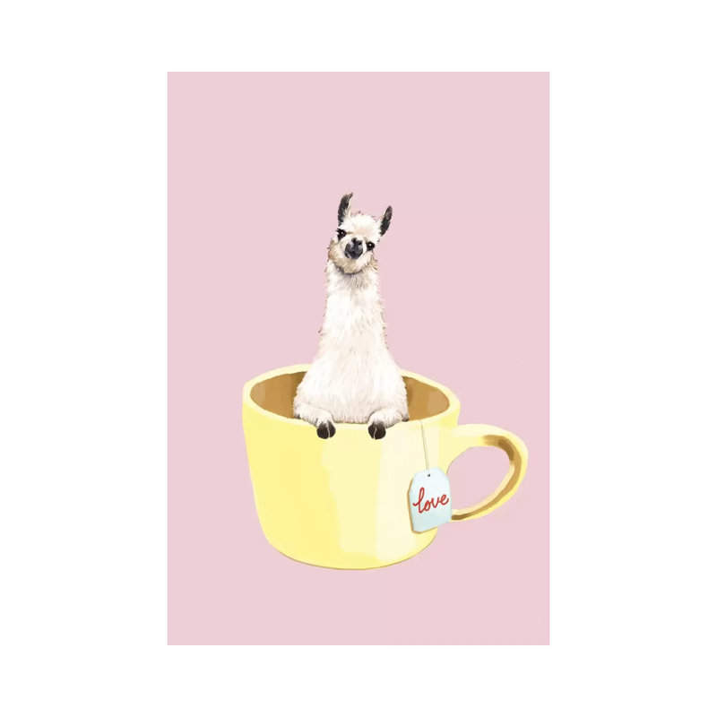 Lama en coupe Sandra Bottinelli - impression d'art graphique, H 48 po x l 32 po x P 1,5 po, Toile tendue, Aucun mat