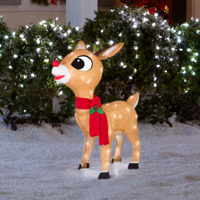 Sculpture 3D Holiday 28in avec guirlande lumineuse - Rudolph avec foulard rouge - Rudolph