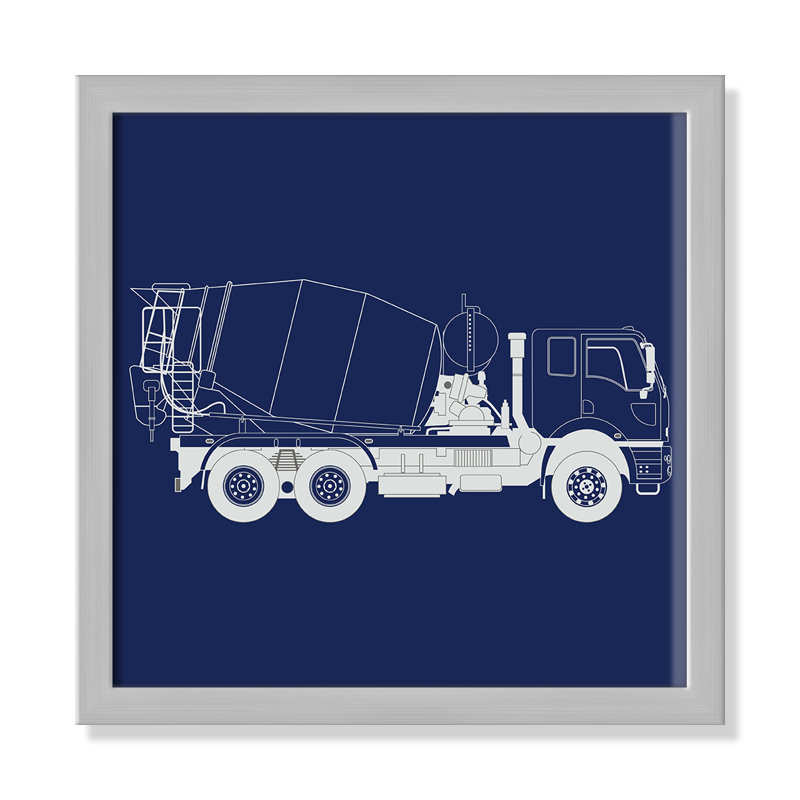 Camions Camions 1, art encadré, H 12 po x l 12 po x P 1,18 po, Encadré de boîte argent