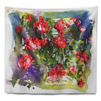 Tapisserie aquarelle de bouquet de roses florales